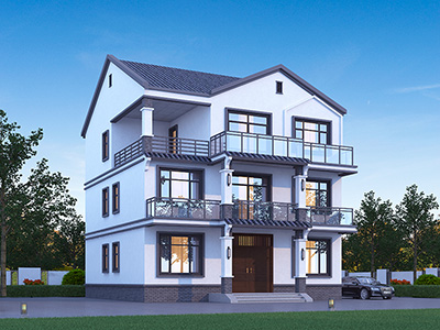 三层中式别墅设计方案纸及效果图大-新古典风格